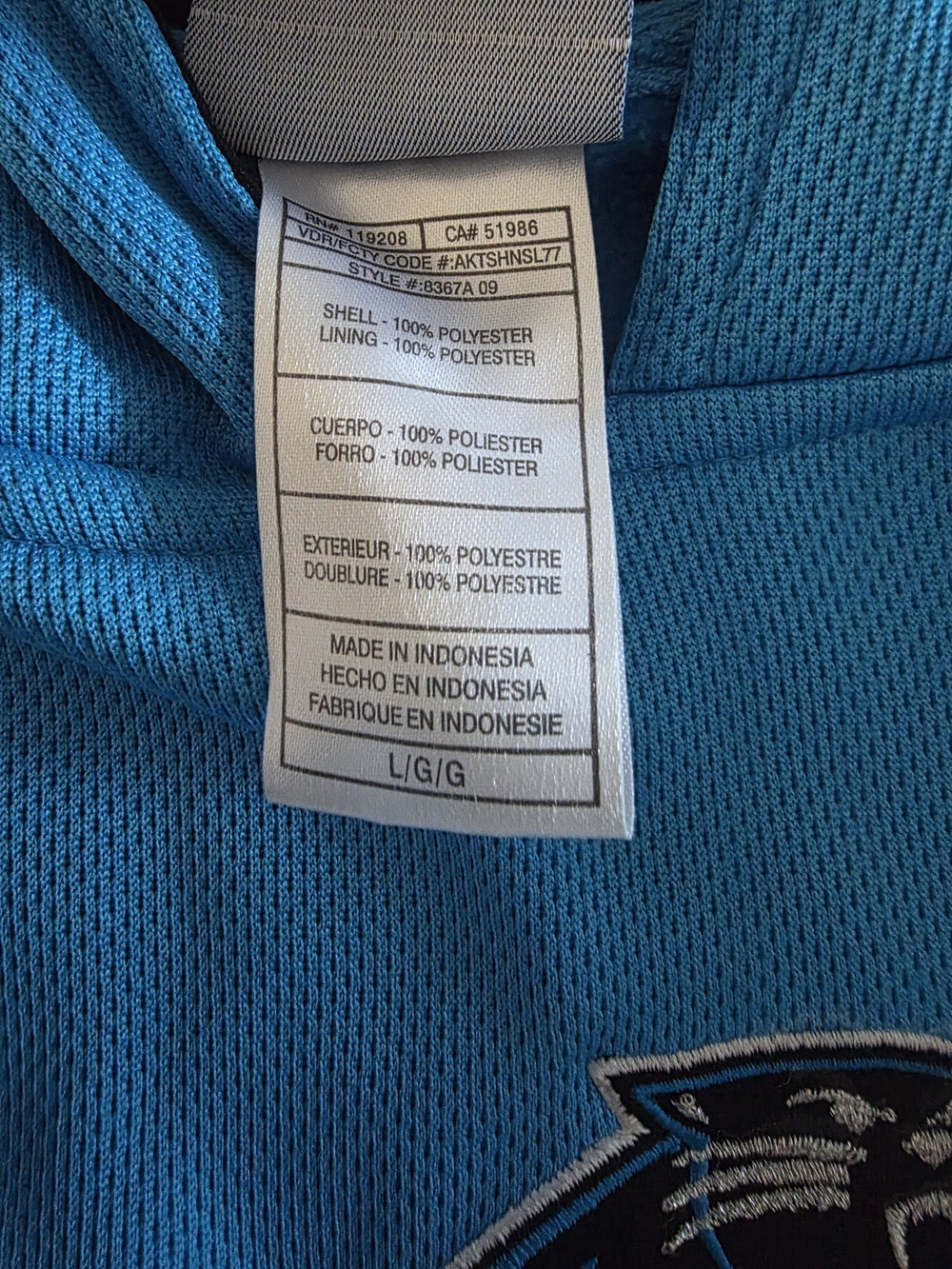 Reebok Panthers Hoodie in Bright Teal - Picture 5 of 7